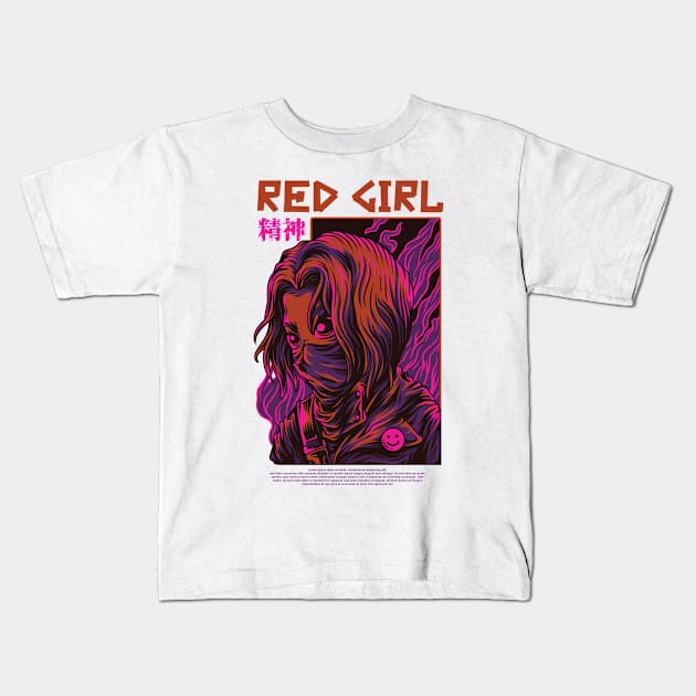 Red Girl Kids T-Shirt by brillallfarriambd